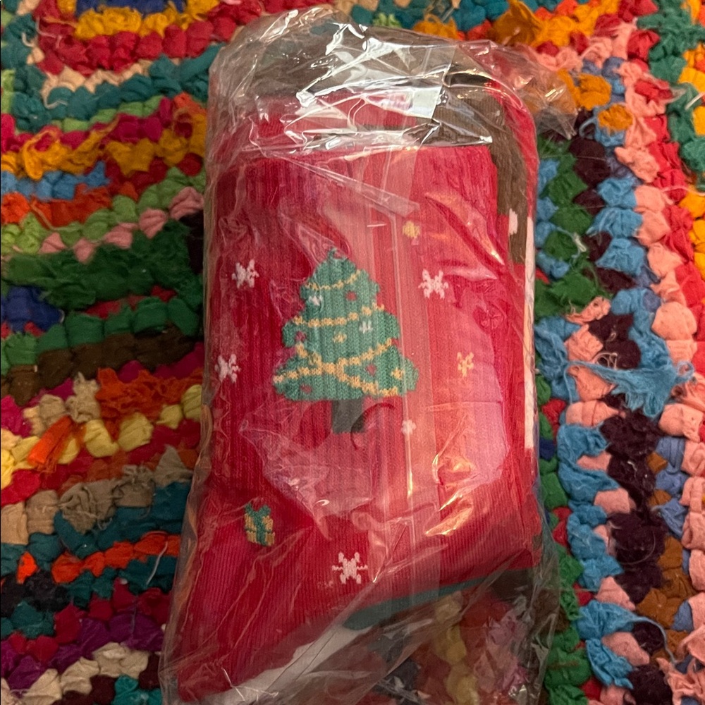 Festive Red Christmas Tree Socks